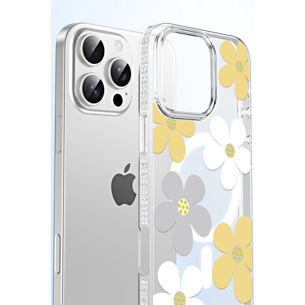iPhone 14 Pro Max Floral Magsafe Kapak - Beyaz