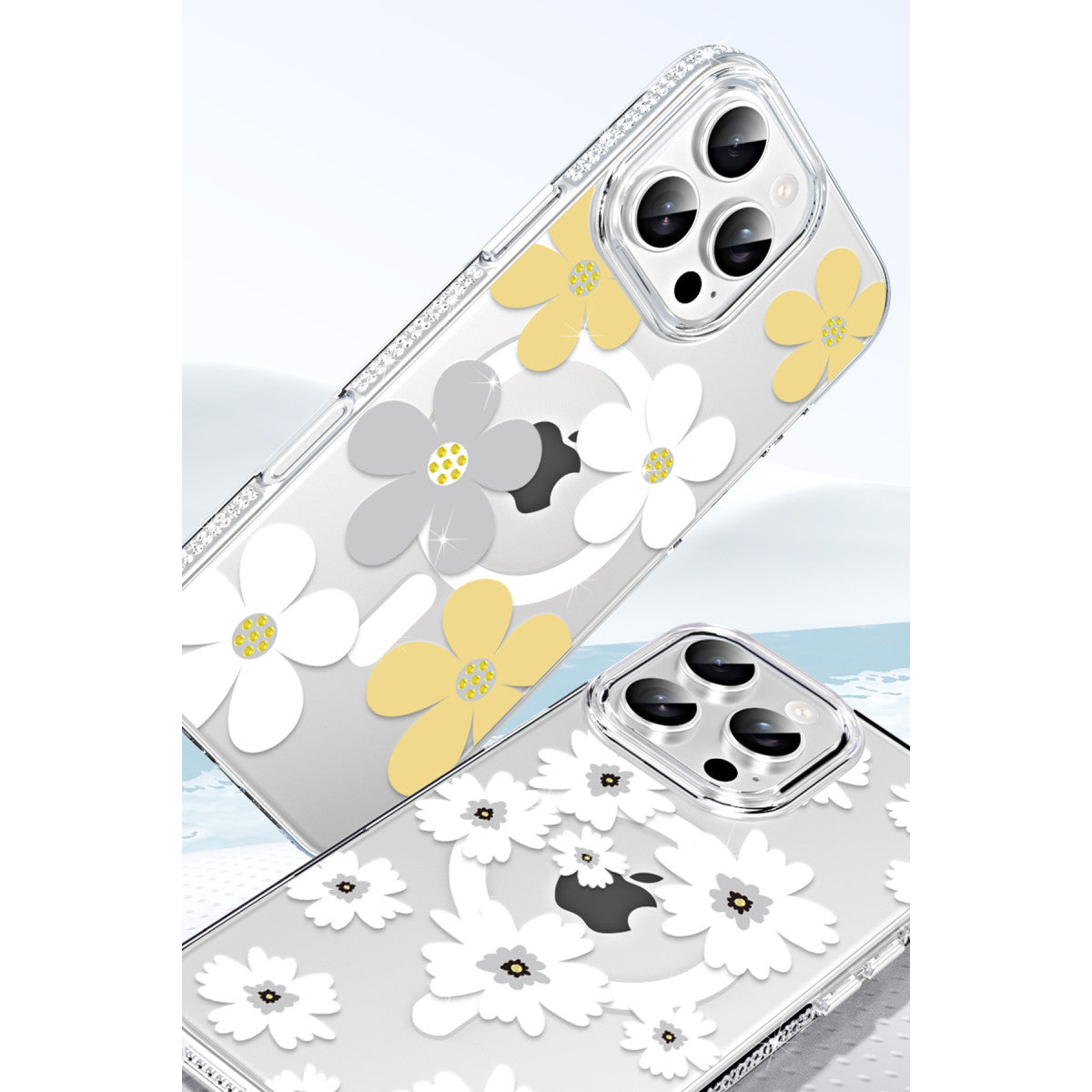 iPhone 14 Pro Max Floral Magsafe Kapak - Beyaz