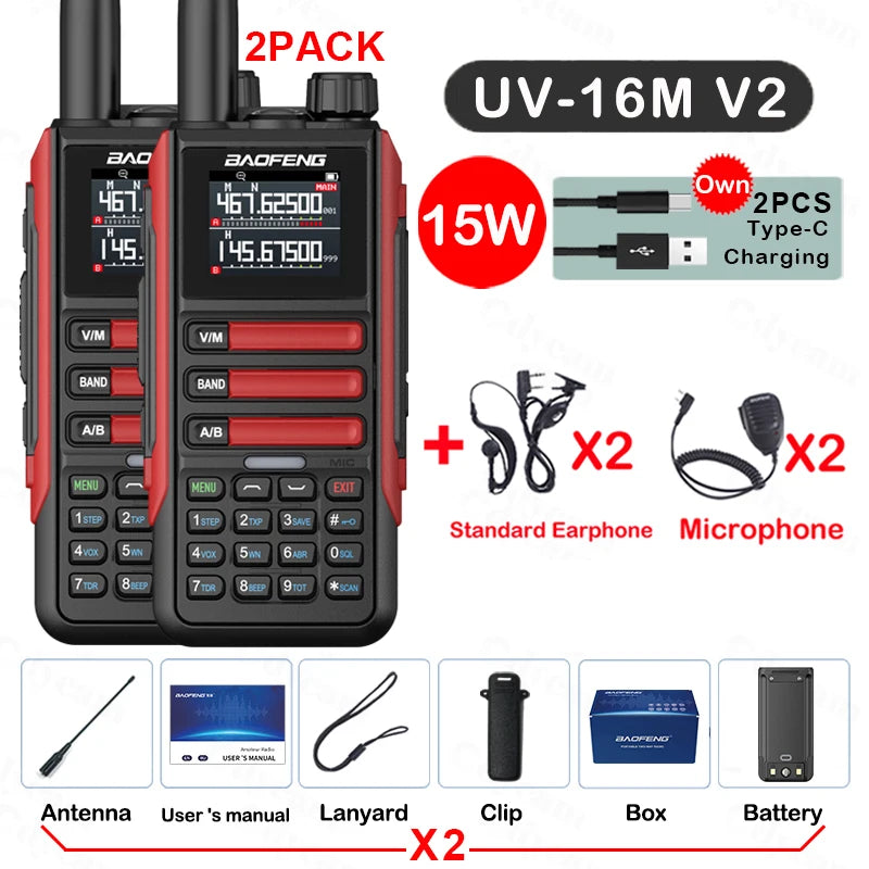 Baofeng UV16M 15W Su Geçirmez Telsiz 2’li Set