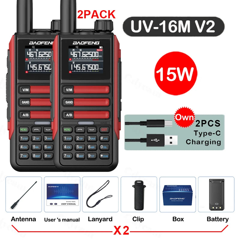 Baofeng UV16M 15W Su Geçirmez Telsiz 2’li Set