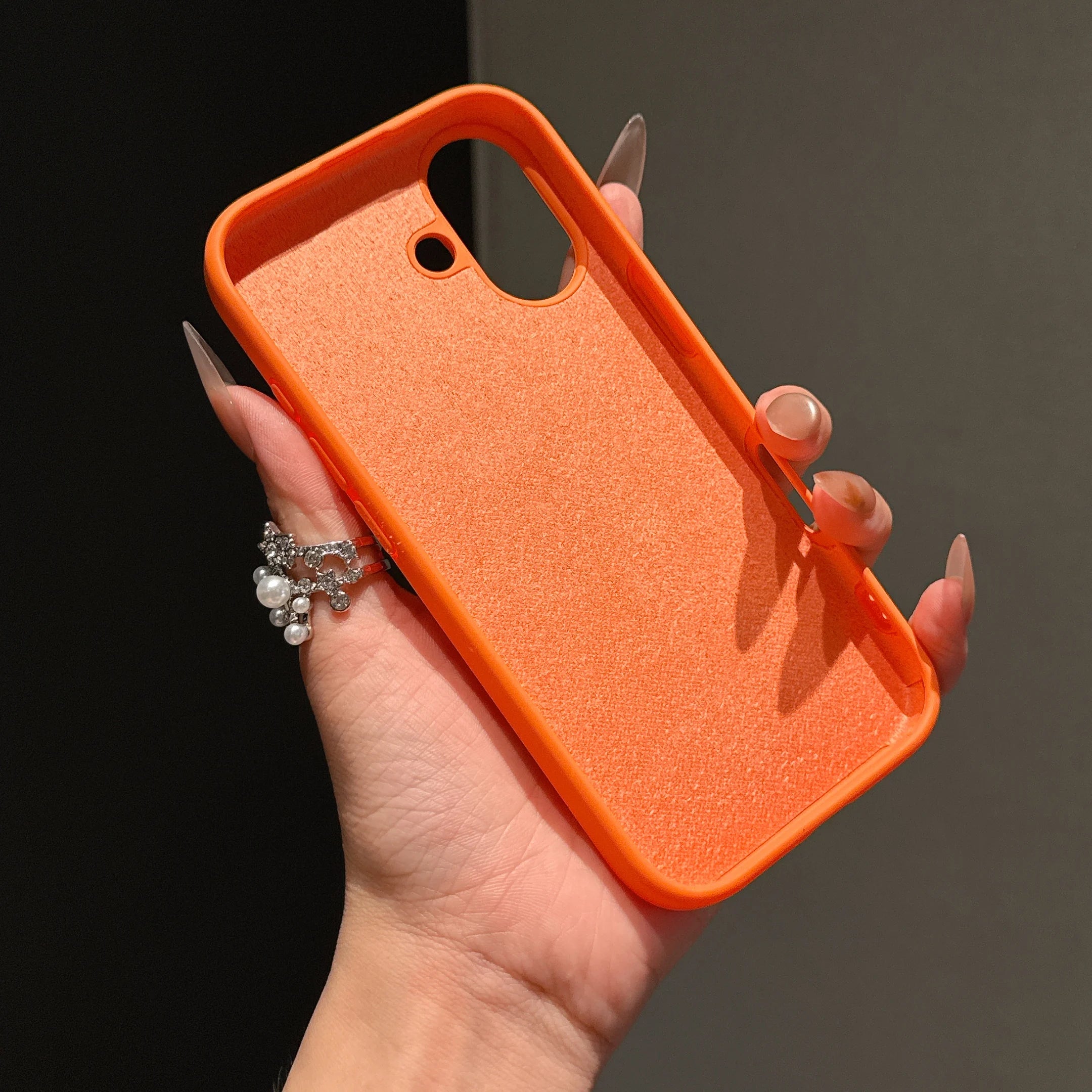 iPhone Serisi Turuncu Sıvı Silikon Kaymaz Kılıf