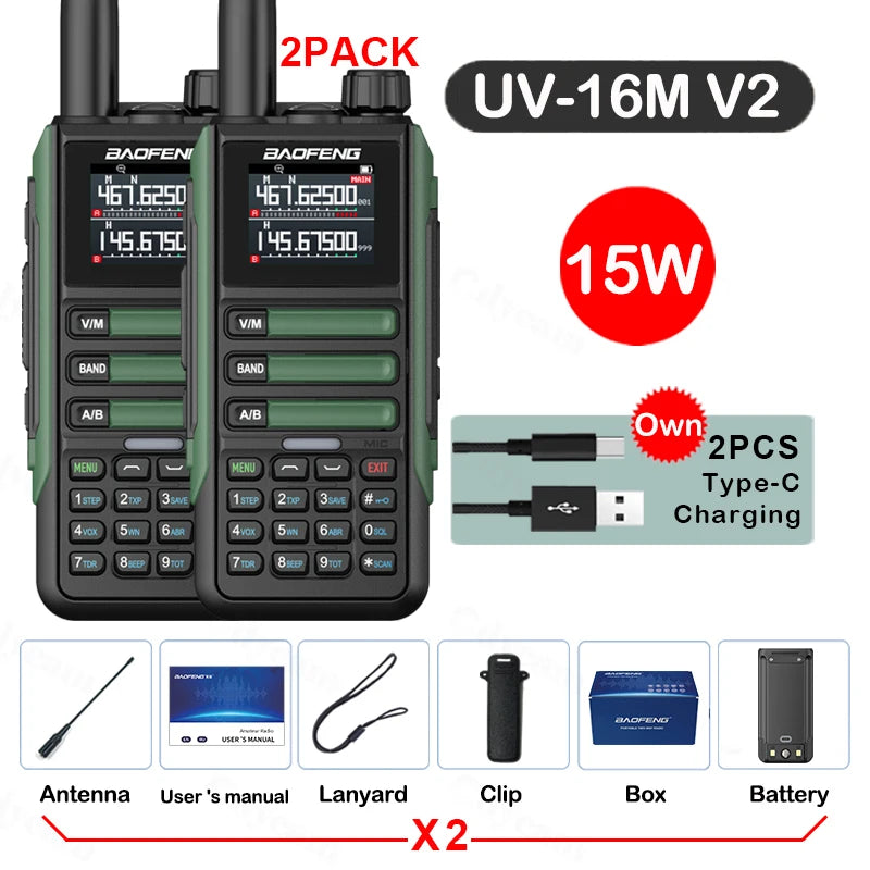 Baofeng UV16M 15W Su Geçirmez Telsiz 2’li Set