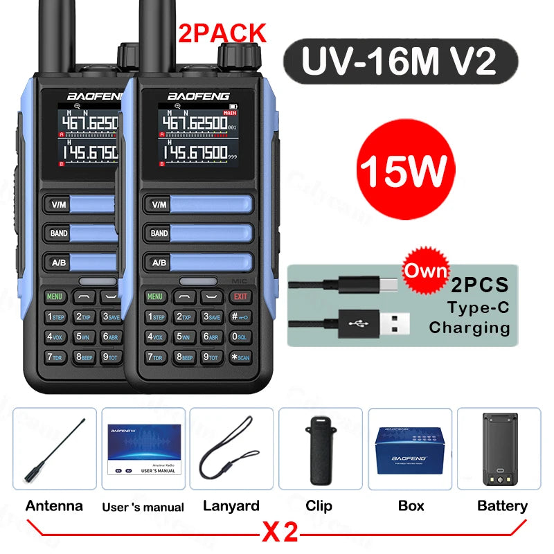Baofeng UV16M 15W Su Geçirmez Telsiz 2’li Set