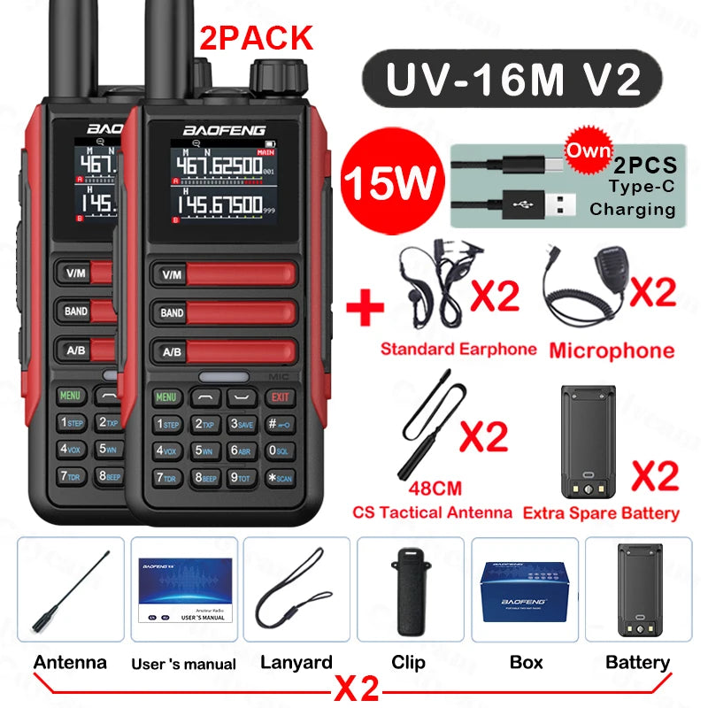 Baofeng UV16M 15W Su Geçirmez Telsiz 2’li Set