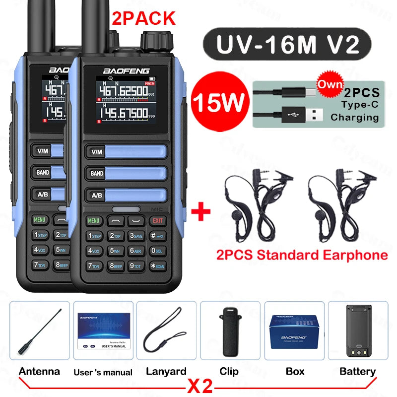 Baofeng UV16M 15W Su Geçirmez Telsiz 2’li Set