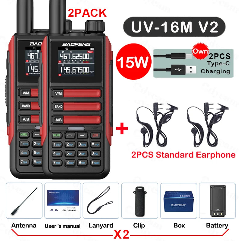 Baofeng UV16M 15W Su Geçirmez Telsiz 2’li Set