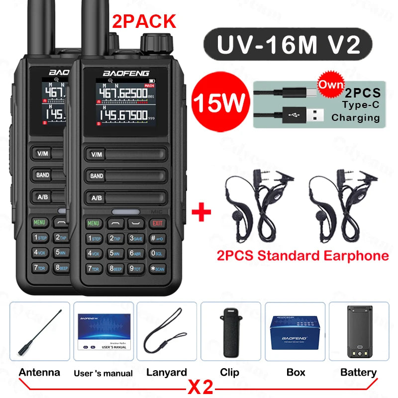Baofeng UV16M 15W Su Geçirmez Telsiz 2’li Set