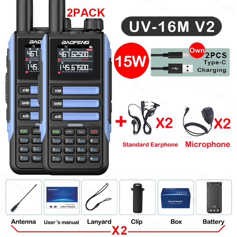 Baofeng UV16M 15W Su Geçirmez Telsiz 2’li Set