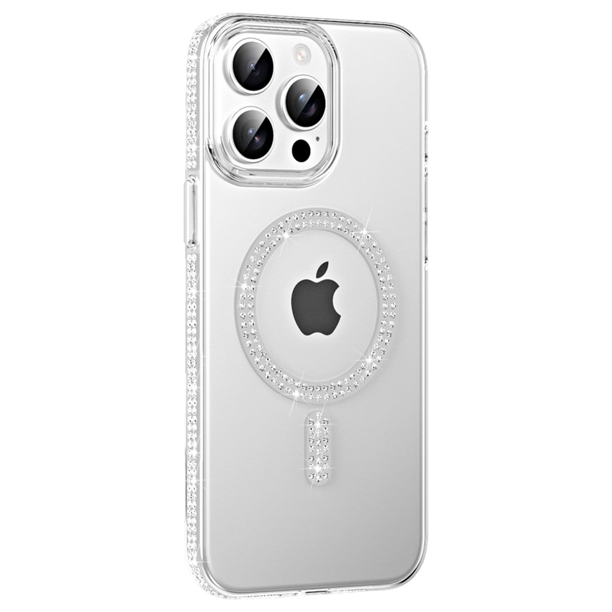 iPhone 14 Pro Max Move Taşlı Magsafe Kapak - Gümüş
