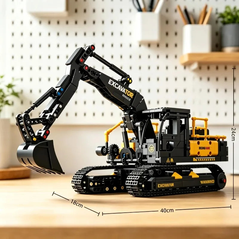 City Construction Vehicle Excavator Models Building Blocks MOC Technical Engineering Cars Truck Bricks Toys