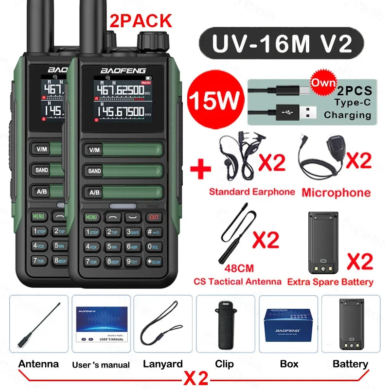 Baofeng UV16M 15W Su Geçirmez Telsiz 2’li Set