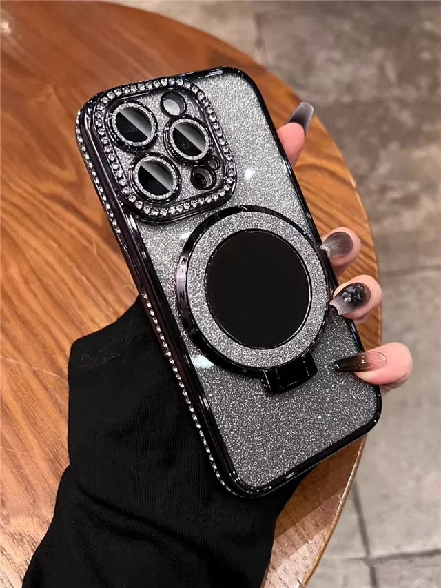 iPhone Serisi Taşlı Aynalı Standlı Lüks Kılıf