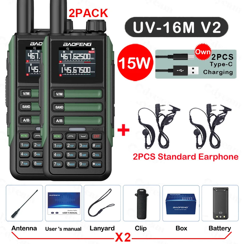 Baofeng UV16M 15W Su Geçirmez Telsiz 2’li Set