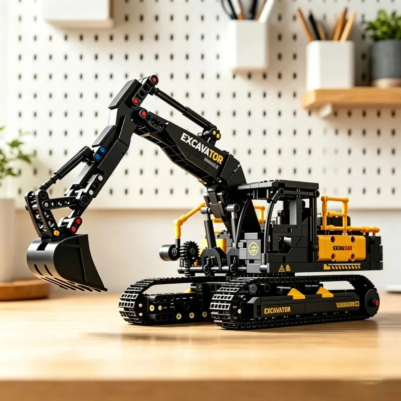 City Construction Vehicle Excavator Models Building Blocks MOC Technical Engineering Cars Truck Bricks Toys