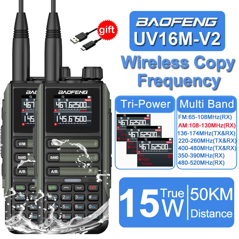 Baofeng UV16M 15W Su Geçirmez Telsiz 2’li Set
