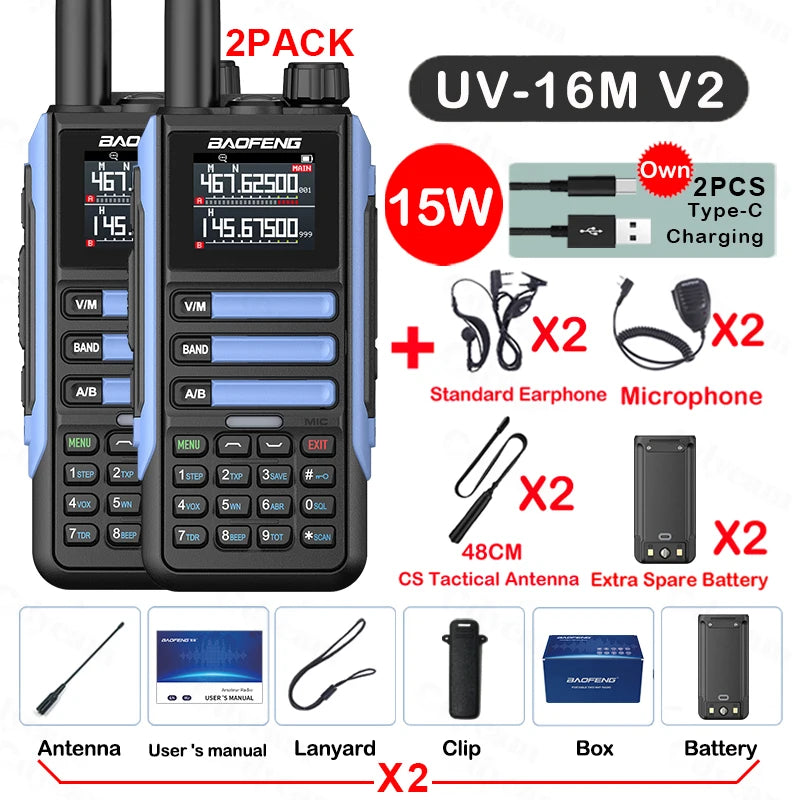 Baofeng UV16M 15W Su Geçirmez Telsiz 2’li Set